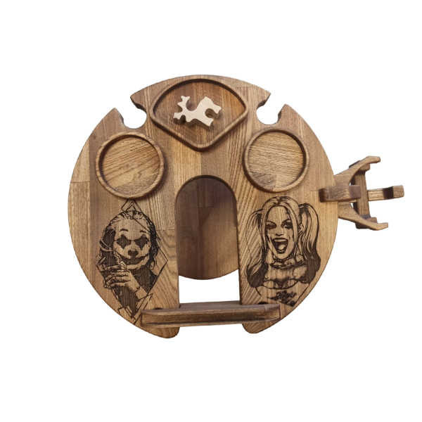 ХукаСтол Люкс (Харли и Джокер) (Коричневый, Бук) для кальяна в Новом Уренгое